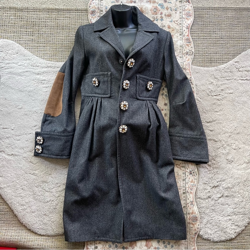DSQUARED2 Gray Coat with Embellished Buttons
